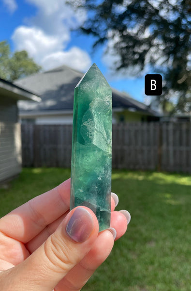 Green Rainbow Fluorite Crystal Generator Tower