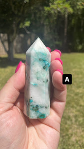 Phoenix Stone Chrysocolla in Quartz Tower