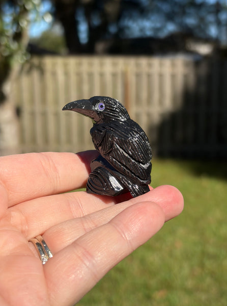 Black Onyx Small Raven Crystal Carving
