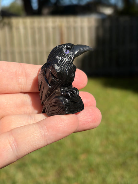 Black Onyx Small Raven Crystal Carving