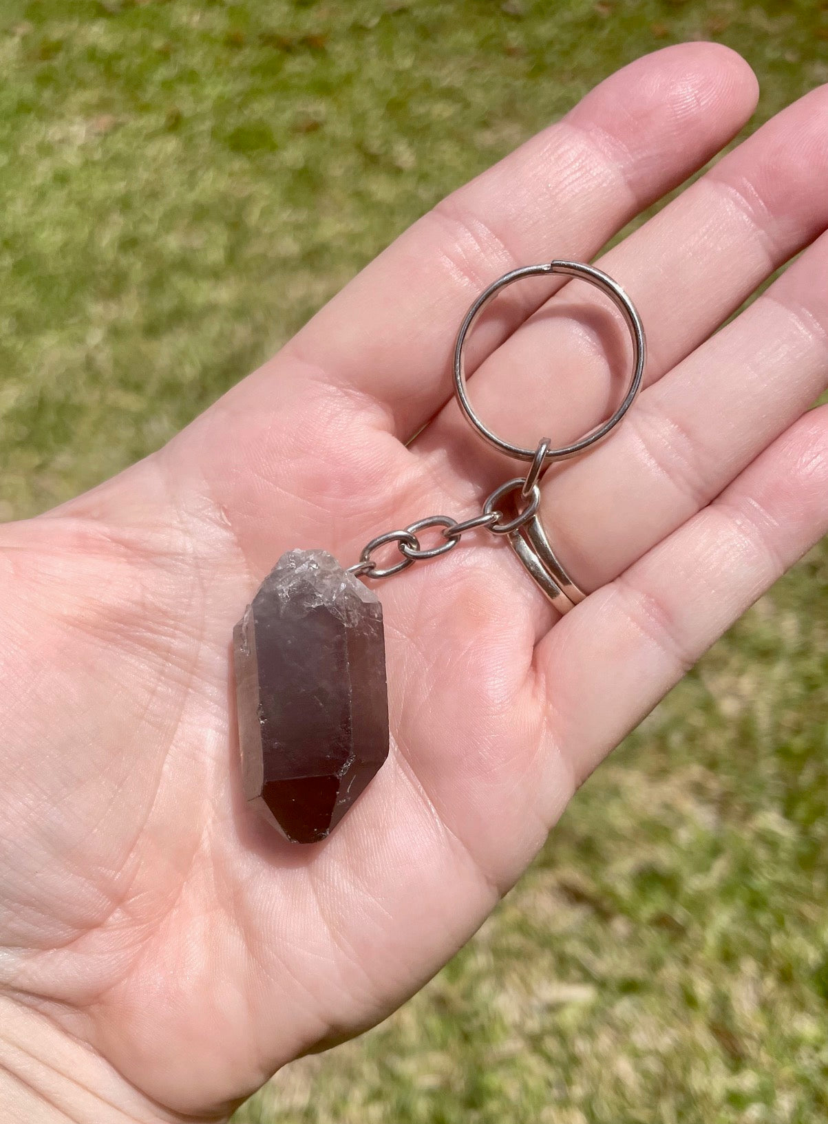 Smoky Quartz Tumbled Keychain