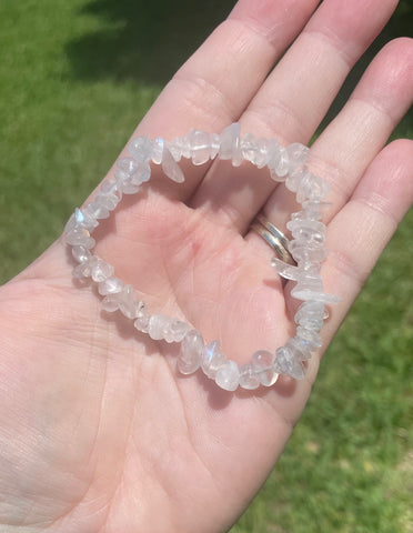 Moonstone Blue Flash Chip Bracelet