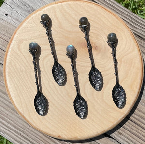 Labradorite Silvertone Witchy Spoon