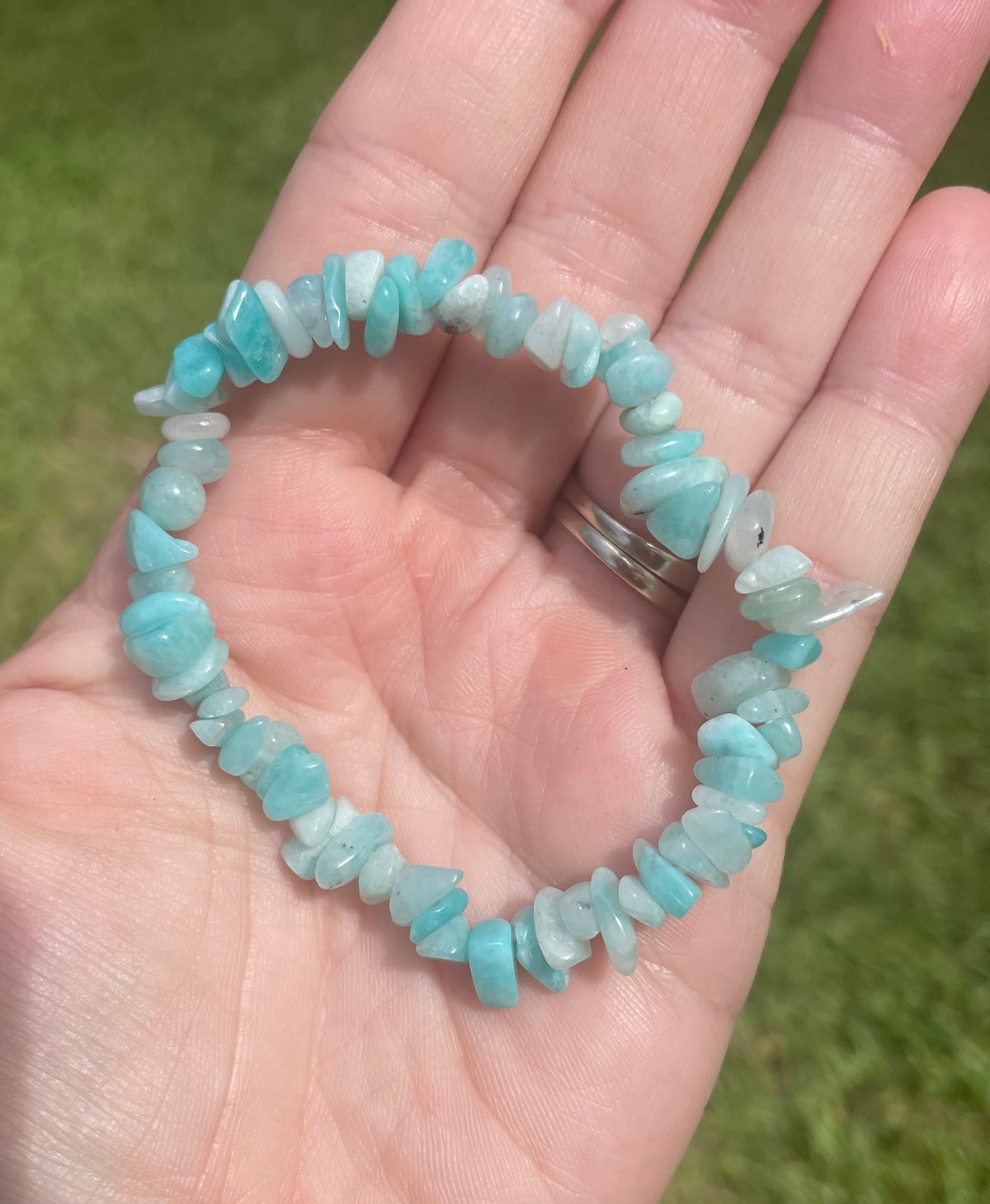 Amazonite Crystal Elastic Chip Bracelet