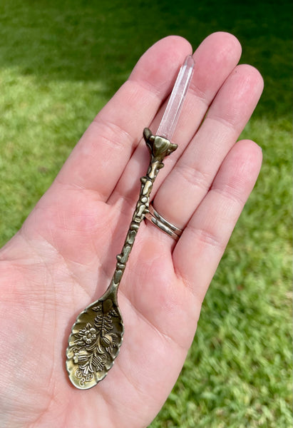 Clear Quartz Bronze Witchy Spoon