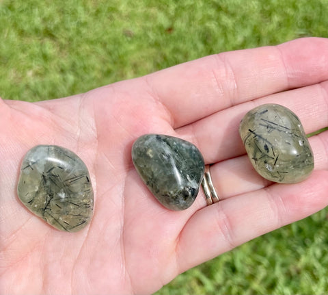 Prehnite With Epidote Tumbled Crystal