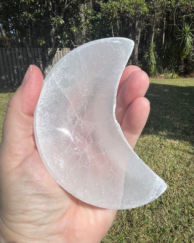 Selenite Crescent Moon Shaped Bowl