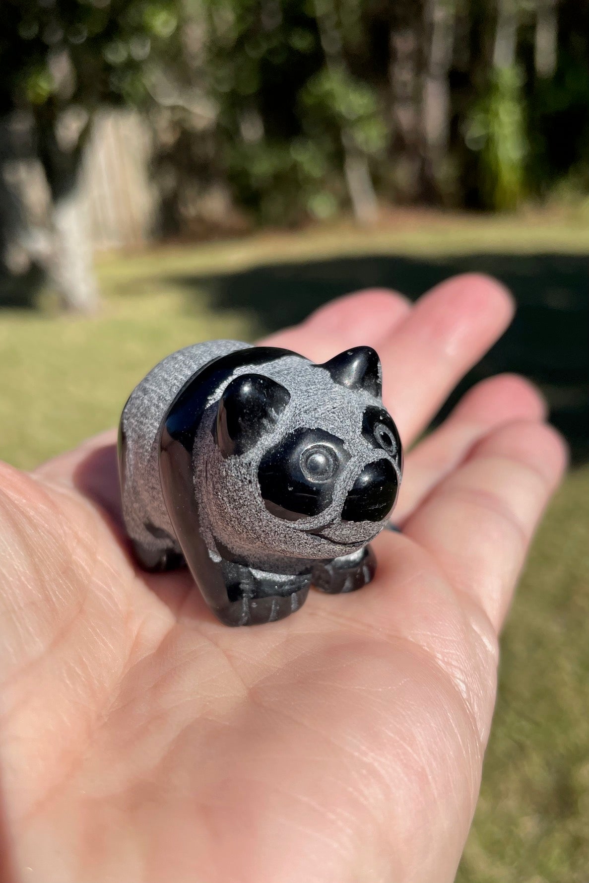 Black Obsidian Panda Crystal Carving