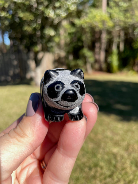 Black Obsidian Panda Crystal Carving