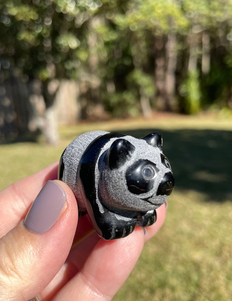 Black Obsidian Panda Crystal Carving