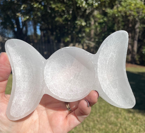 Triple Moon Selenite Bowl