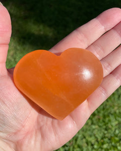 Large Peach Selenite Puffy Heart