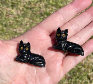 Black Onyx Cat Crystal Carving