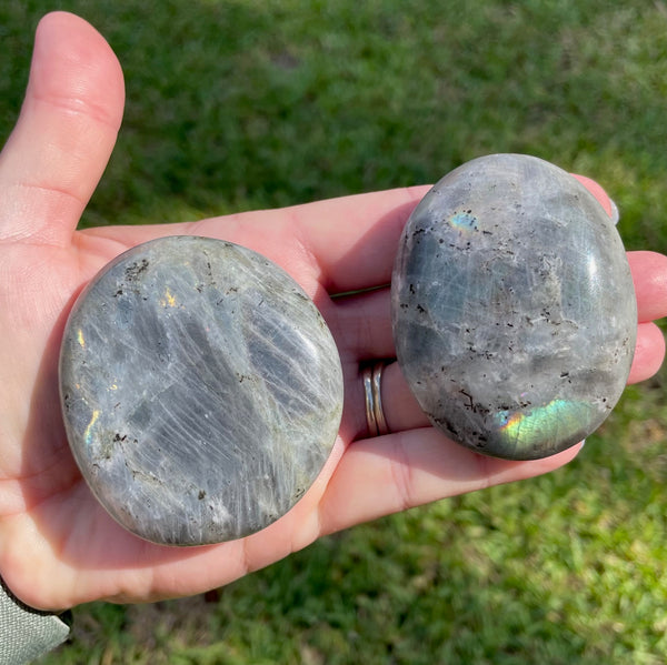 Peacock Labradorite Crystal Palm Stone