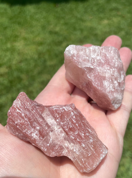 Strawberry Pink Calcite Crystal Piece Chunk