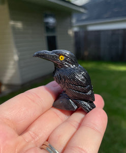 Black Onyx Small Raven Crystal Carving