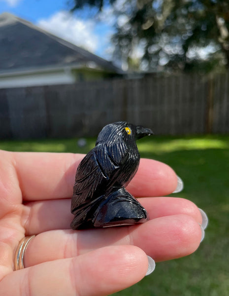 Black Onyx Small Raven Crystal Carving