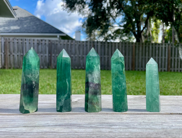 Green Rainbow Fluorite Crystal Generator Tower