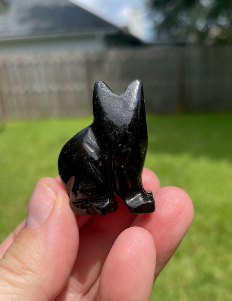 Black Onyx Cat Crystal Carving