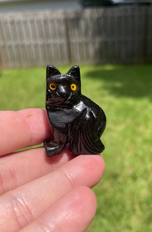 Black Onyx Cat Crystal Carving