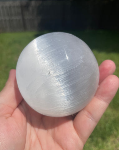 Large Selenite Satin Spar Crystal Sphere