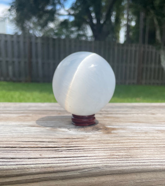 Large Selenite Satin Spar Crystal Sphere