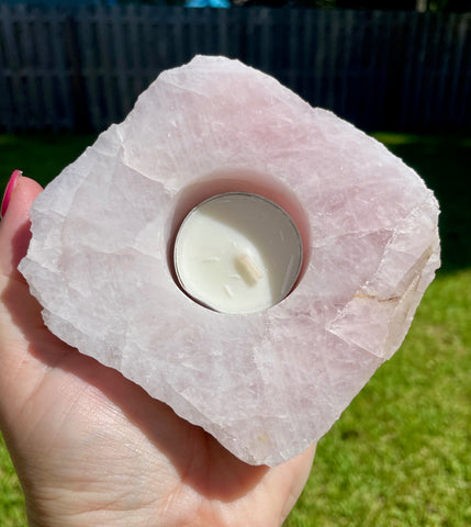 Rose Quartz Crystal Candle Holder