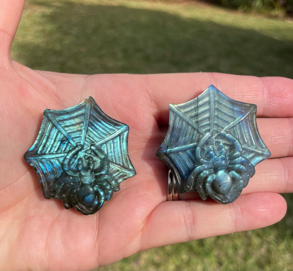 Labradorite Spider Web Crystal Carving