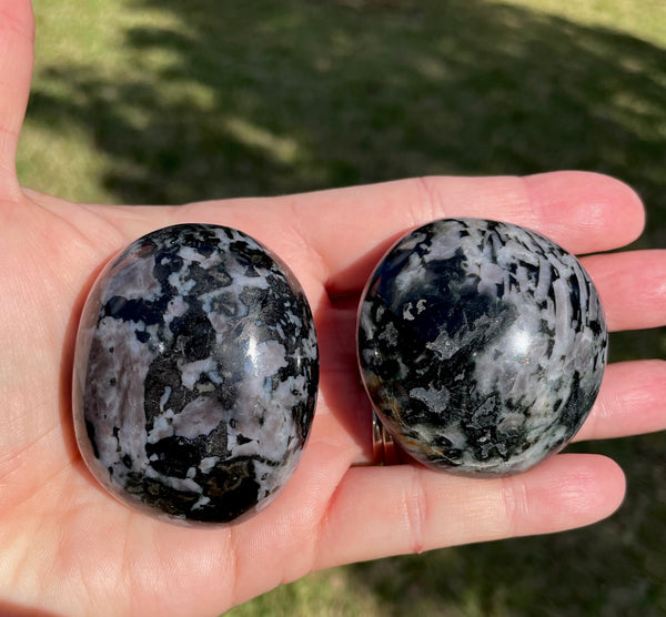 Indigo Gabbro Crystal Palm Stone
