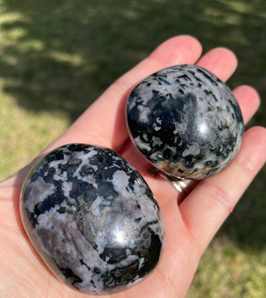 Indigo Gabbro Crystal Palm Stone