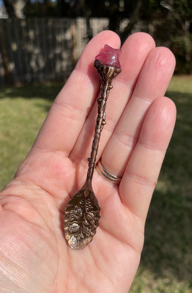 Strawberry Quartz Copper Witchy Spoon