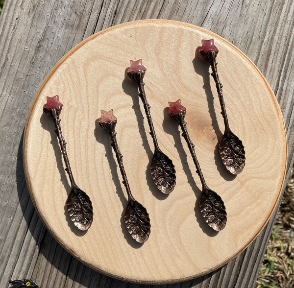 Strawberry Quartz Copper Witchy Spoon