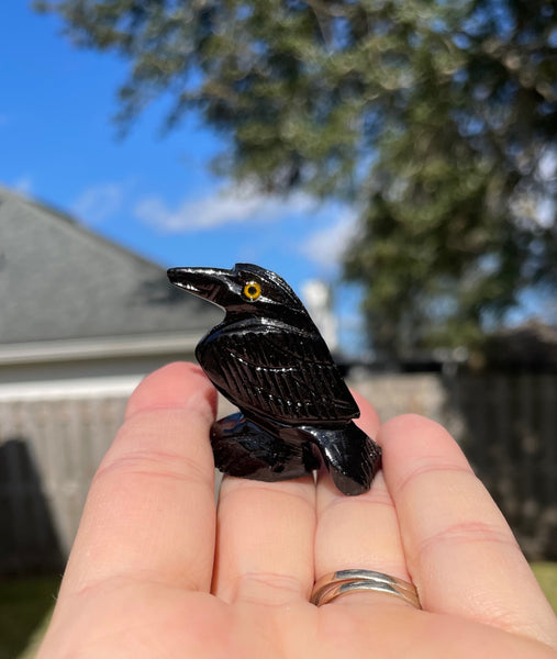 Black Onyx Small Raven Crystal Carving