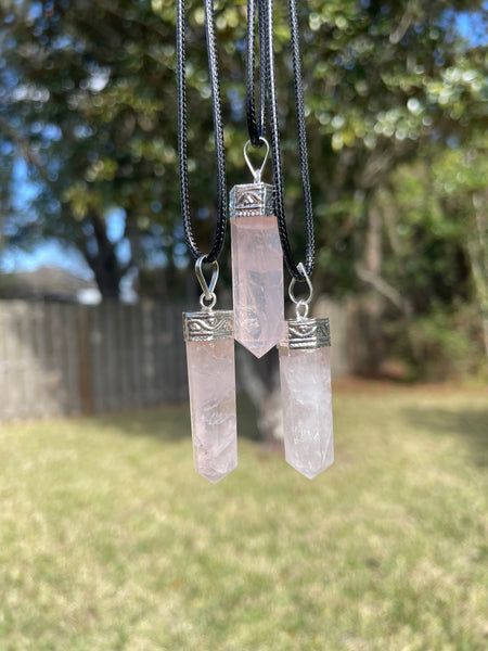 Rose Quartz Cap Crystal Necklace