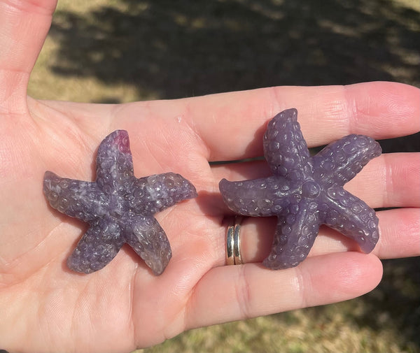 Lepidolite Sea Star Crystal Carving