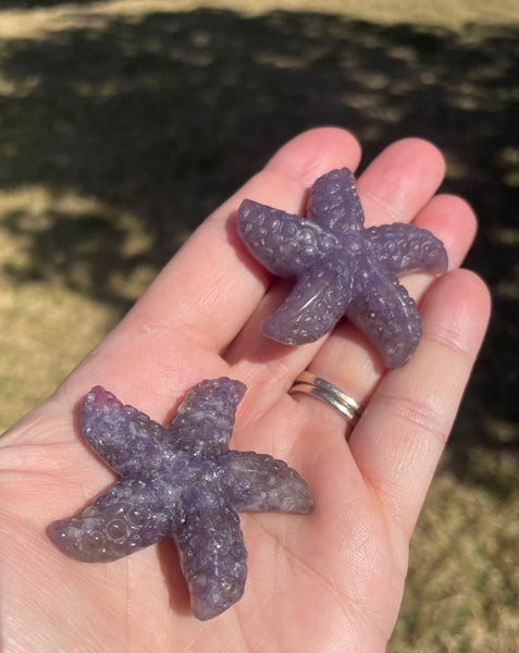 Lepidolite Sea Star Crystal Carving