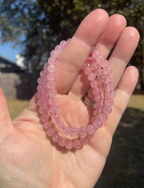 Rose Quartz Bead Crystal 6mm Bracelet