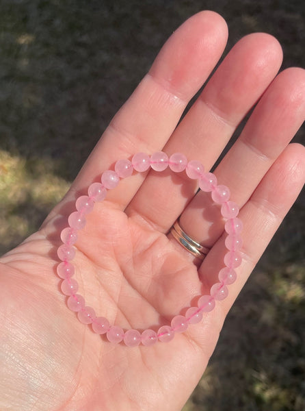 Rose Quartz Bead Crystal 6mm Bracelet