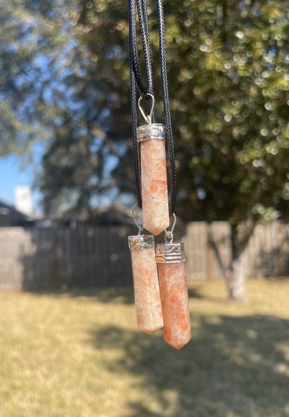 Sunstone Cap Crystal Necklace