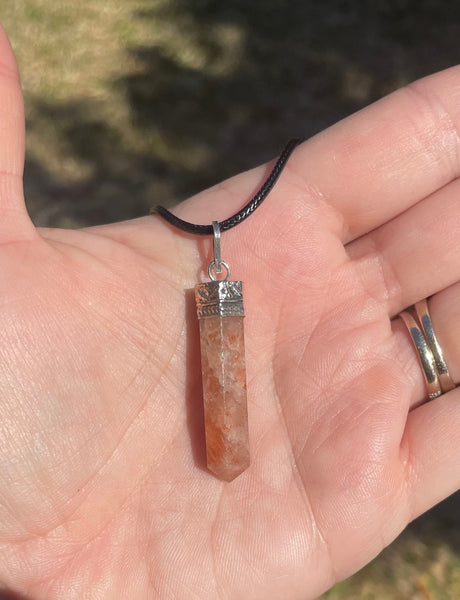 Sunstone Cap Crystal Necklace