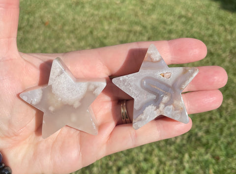 Flower Agate Star Crystal Carving