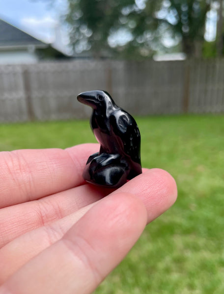 Black Tourmaline Mini Raven Crystal Carving