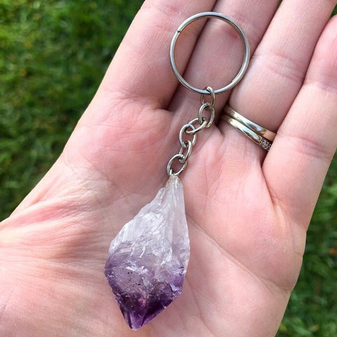 Raw Amethyst Keychain