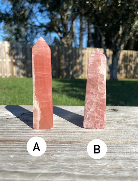 Rose Calcite Crystal Obelisk
