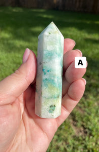 Phoenix Stone Chrysocolla in Quartz Tower