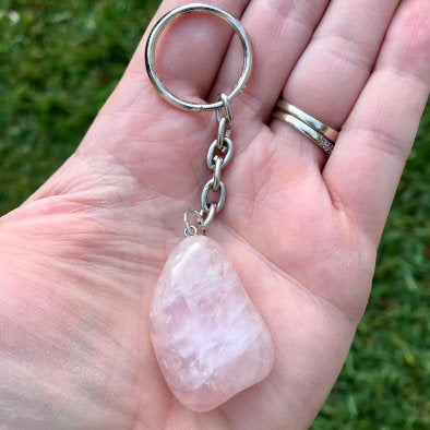 Rose Quartz Crystal Keychain