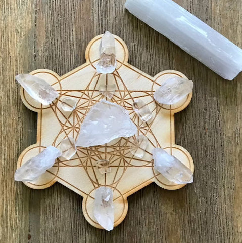 Crown Chakra MINI Crystal Grid Kit With Selenite Stick