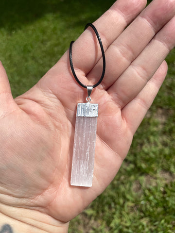 Selenite Crystal Pendant Necklace