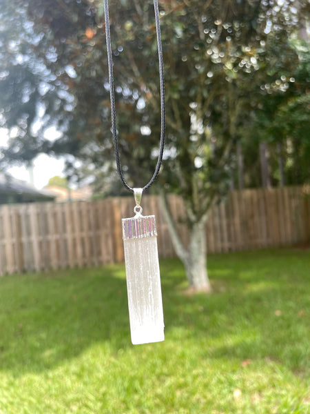 Selenite Crystal Pendant Necklace