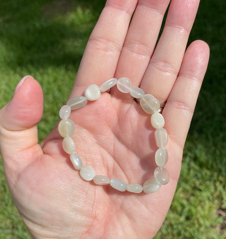 Moonstone Crystal Elastic Nugget Bracelet
